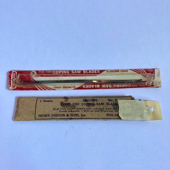 Lot Vintage Coping Saw Blades Disston No. 2 Loop End & Craftsman 6.5 Pin-End - Picture 1 of 6
